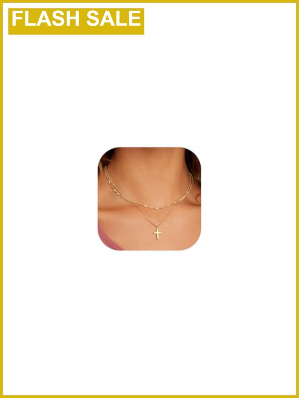14k Gold Plated Layered Cross Necklace Set Non Tarnish Women Jewelry
